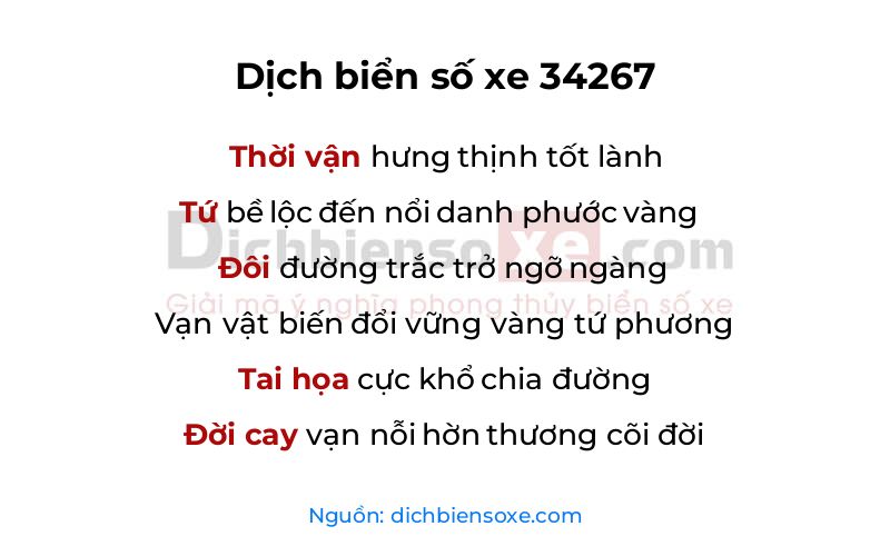 Dịch thơ biển số 34267
