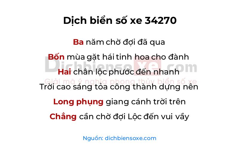 Dịch thơ biển số 34270