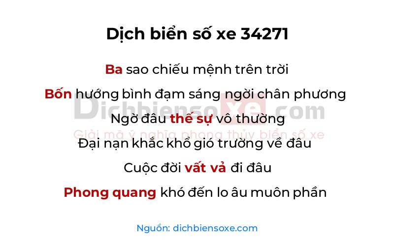 Dịch thơ biển số 34271