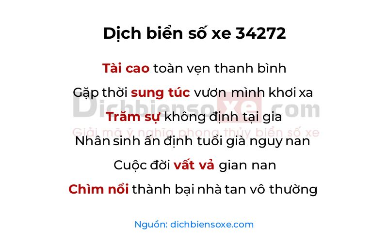 Dịch thơ biển số 34272