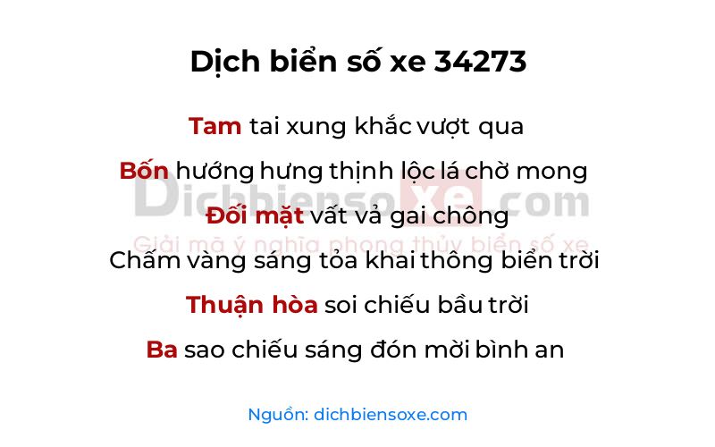 Dịch thơ biển số 34273