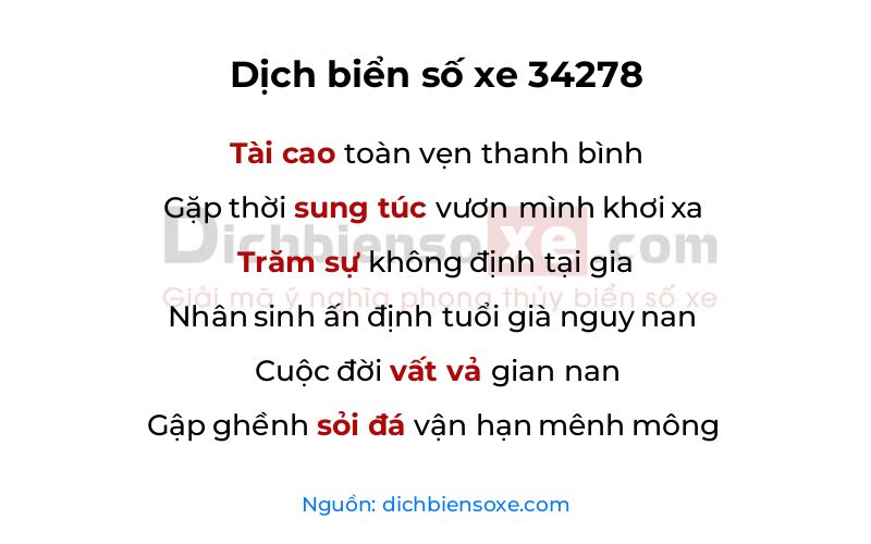Dịch thơ biển số 34278