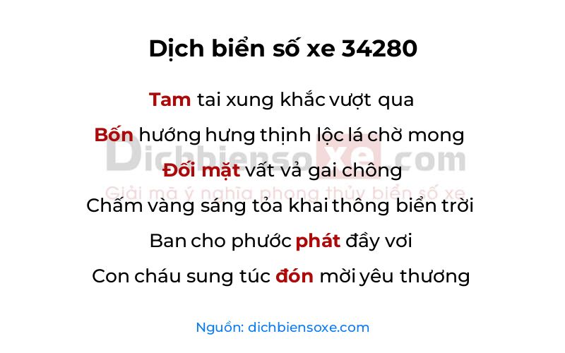 Dịch thơ biển số 34280