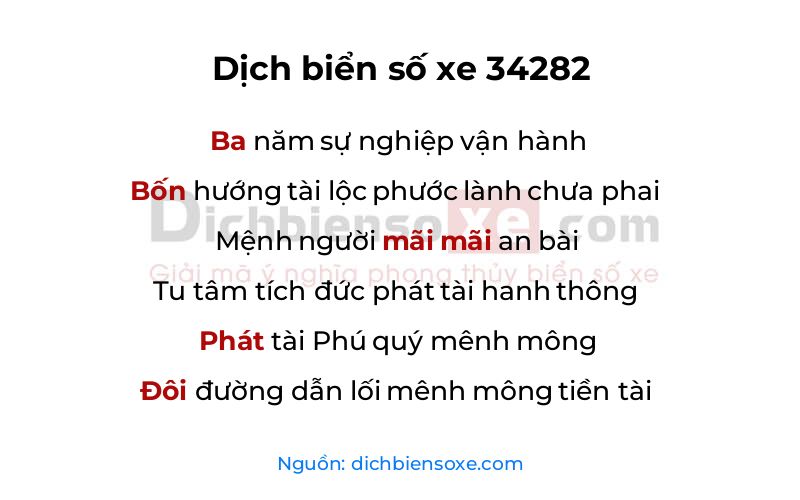 Dịch thơ biển số 34282