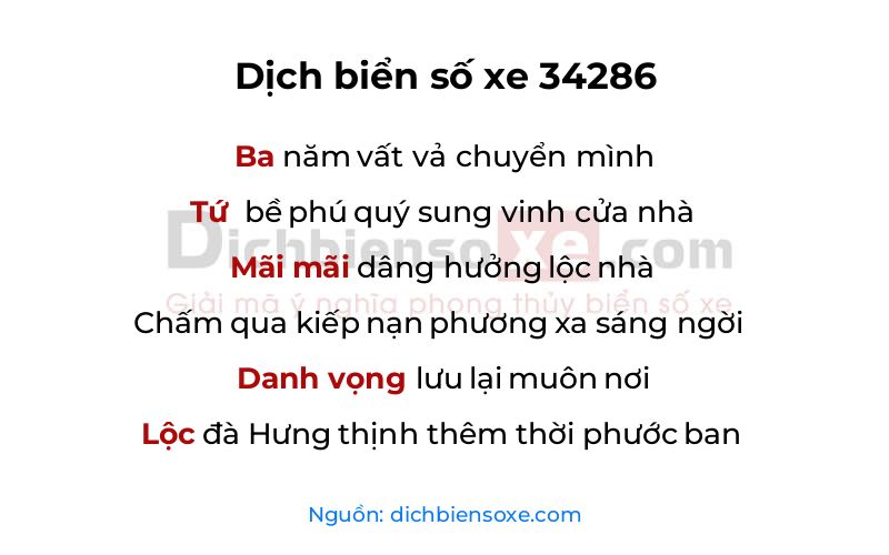 Dịch thơ biển số 34286