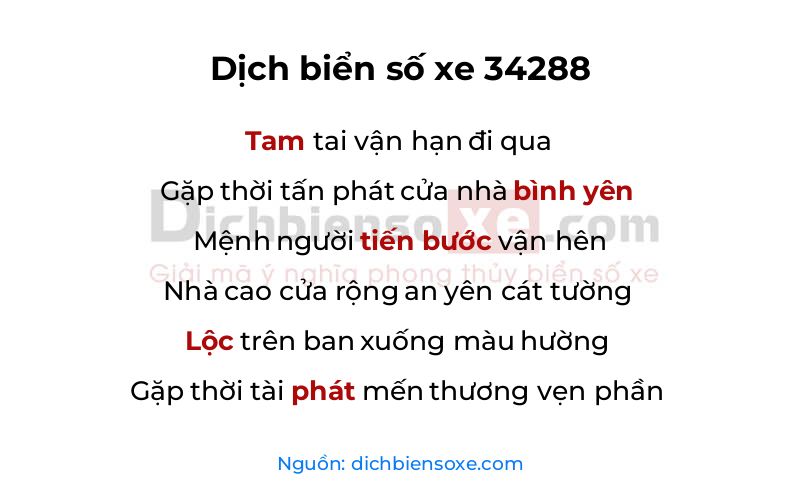 Dịch thơ biển số 34288