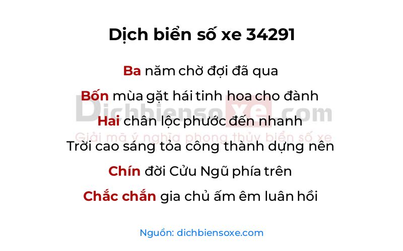 Dịch thơ biển số 34291