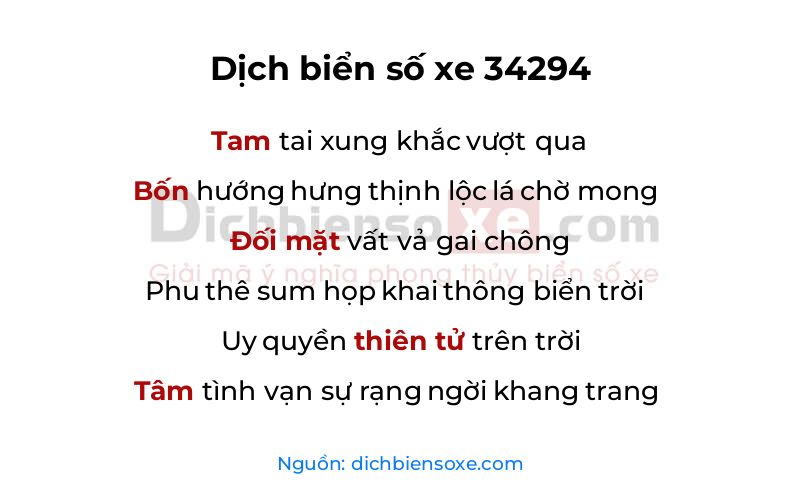Dịch thơ biển số 34294