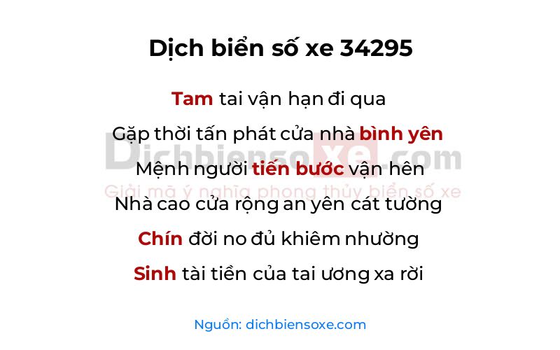 Dịch thơ biển số 34295
