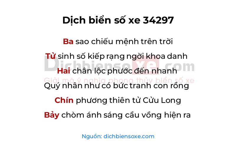 Dịch thơ biển số 34297