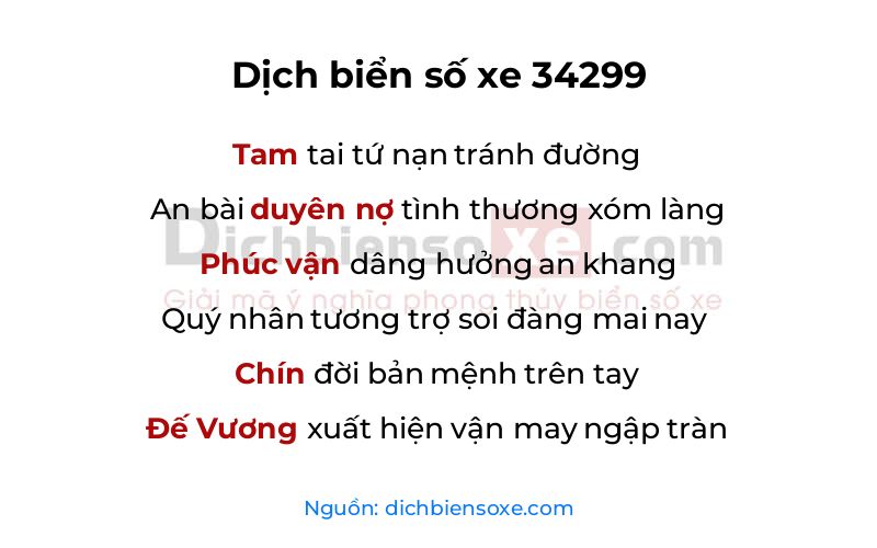 Dịch thơ biển số 34299