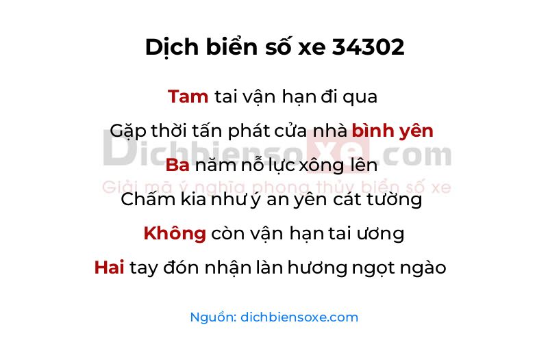 Dịch thơ biển số 34302
