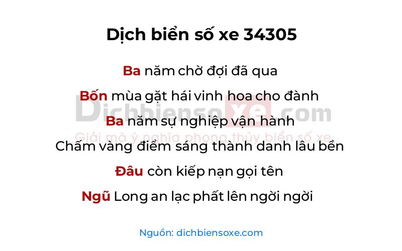 Dịch thơ biển số 34305