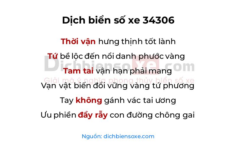 Dịch thơ biển số 34306