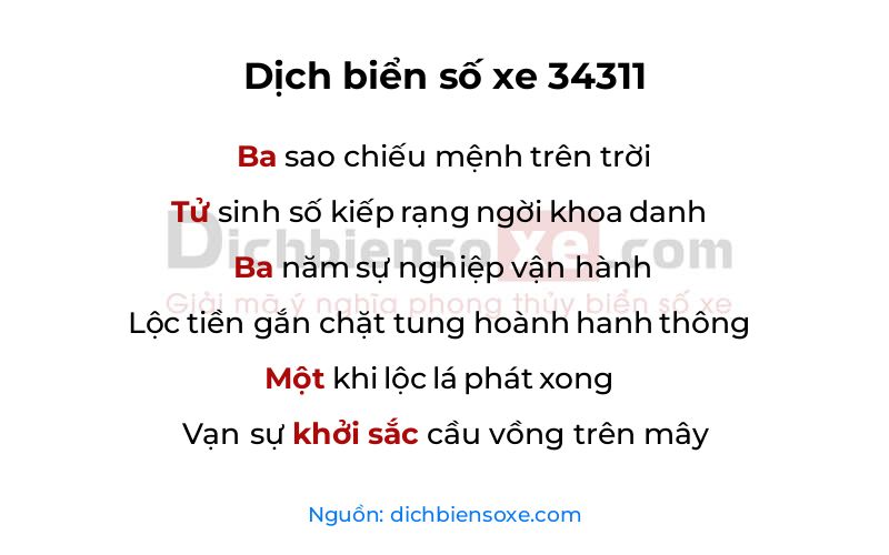 Dịch thơ biển số 34311