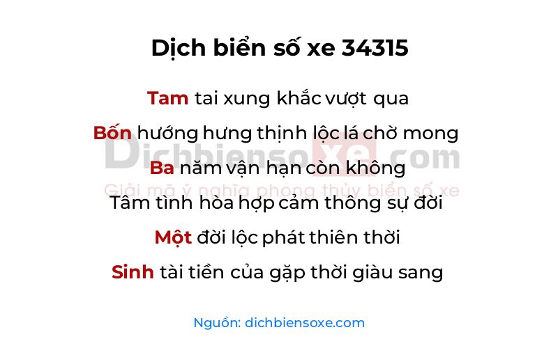 Dịch thơ biển số 34315