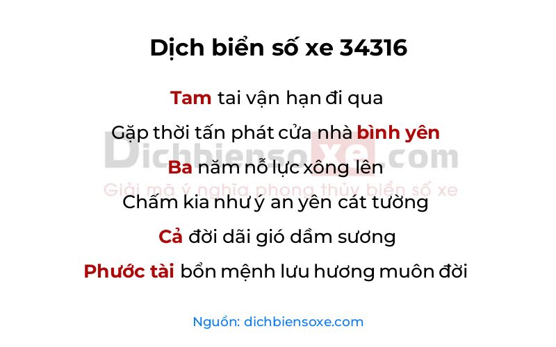 Dịch thơ biển số 34316