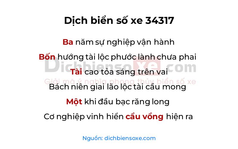 Dịch thơ biển số 34317