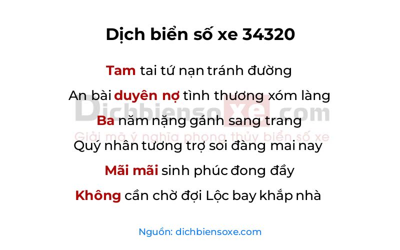 Dịch thơ biển số 34320