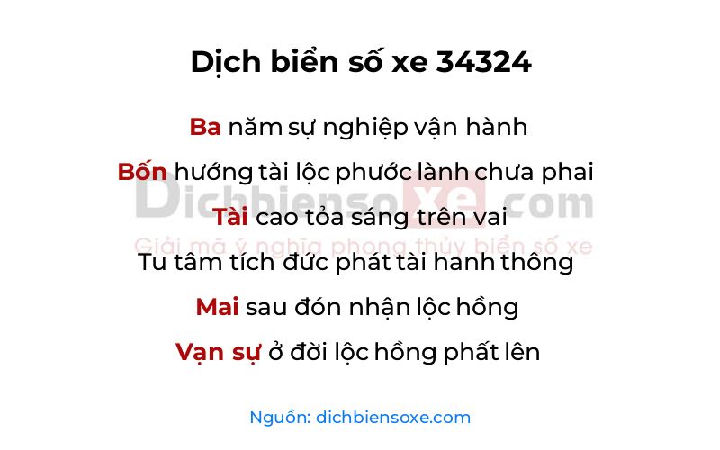 Dịch thơ biển số 34324