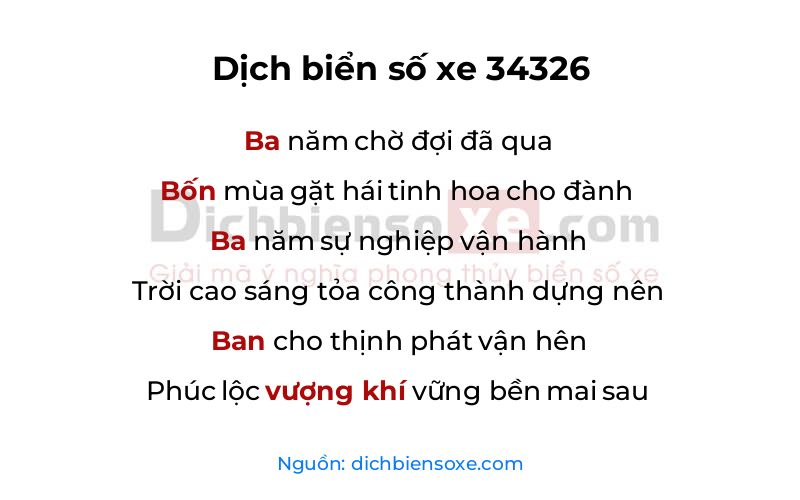 Dịch thơ biển số 34326