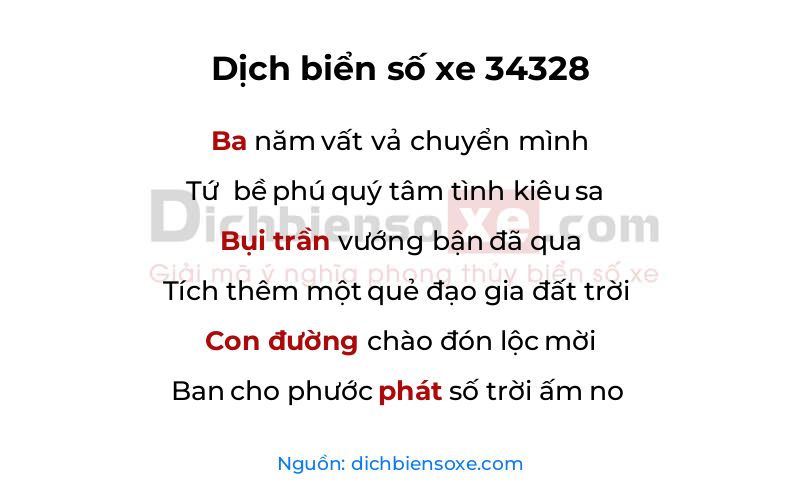 Dịch thơ biển số 34328