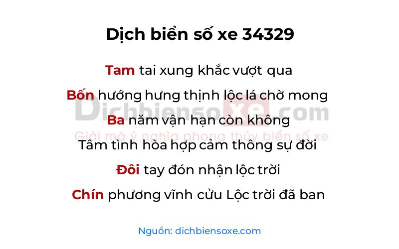 Dịch thơ biển số 34329