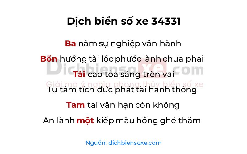 Dịch thơ biển số 34331
