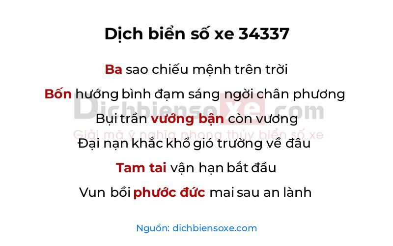 Dịch thơ biển số 34337