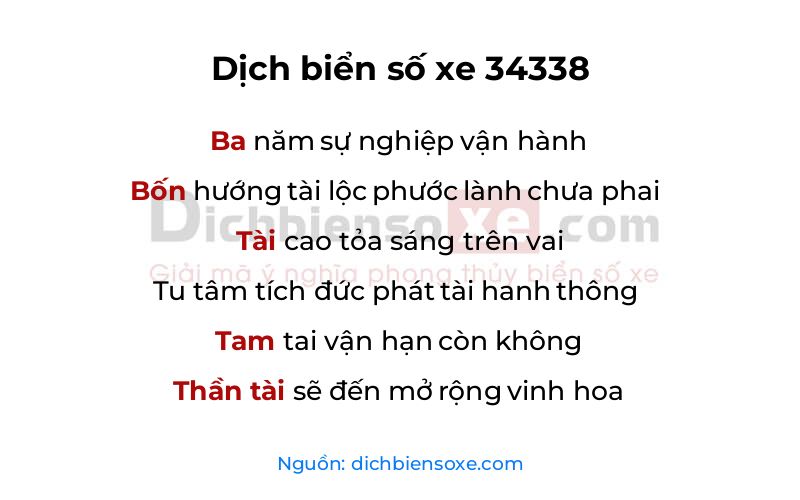 Dịch thơ biển số 34338