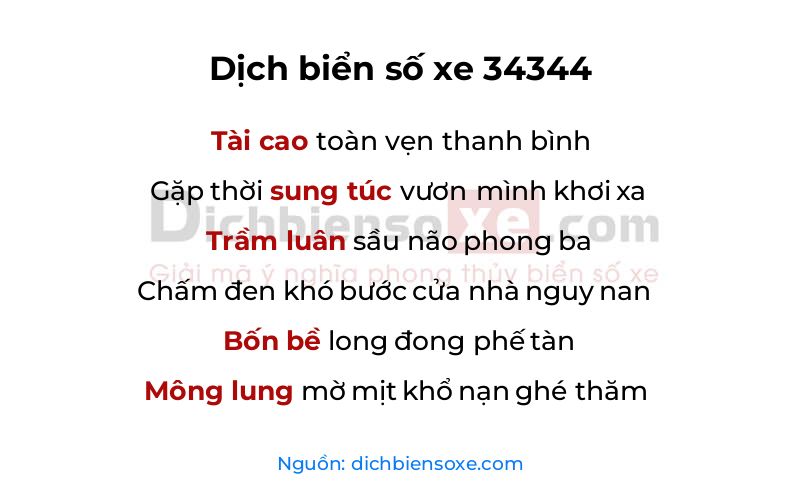 Dịch thơ biển số 34344