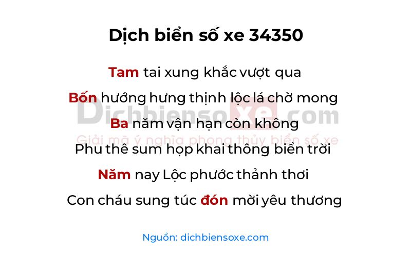 Dịch thơ biển số 34350