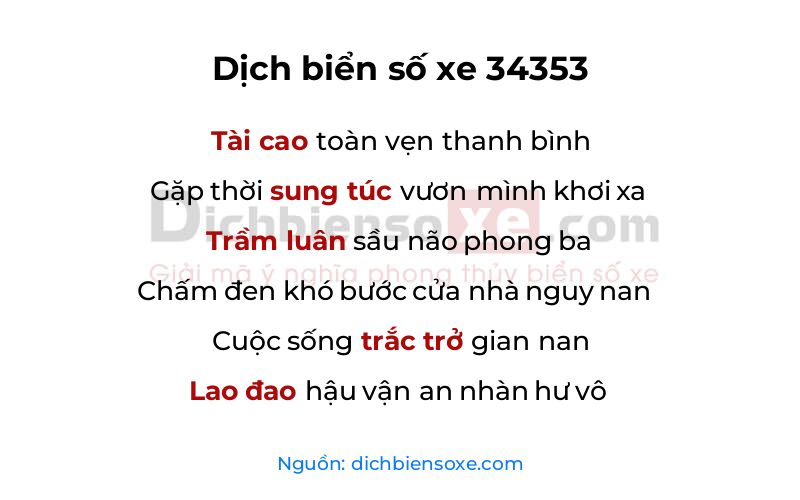 Dịch thơ biển số 34353