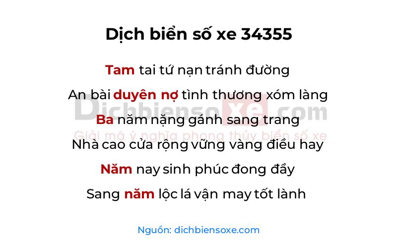 Dịch thơ biển số 34355