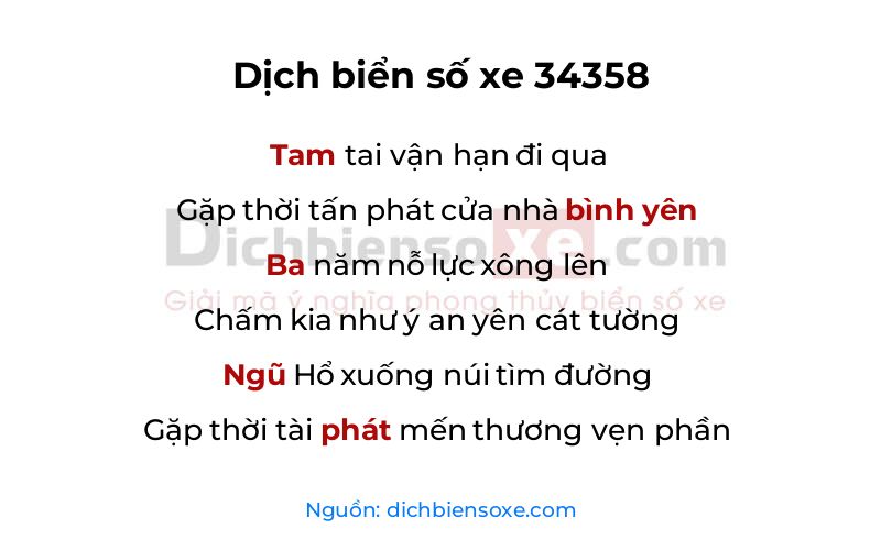 Dịch thơ biển số 34358