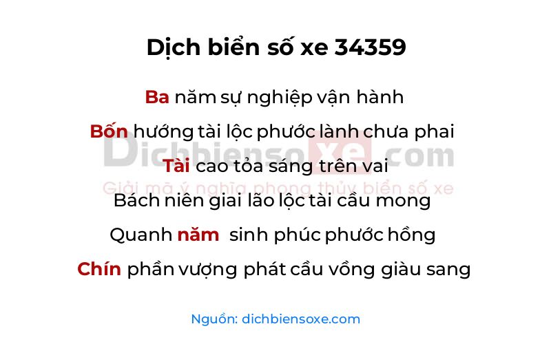 Dịch thơ biển số 34359