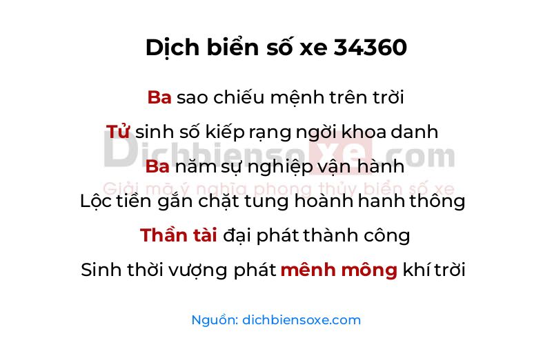 Dịch thơ biển số 34360