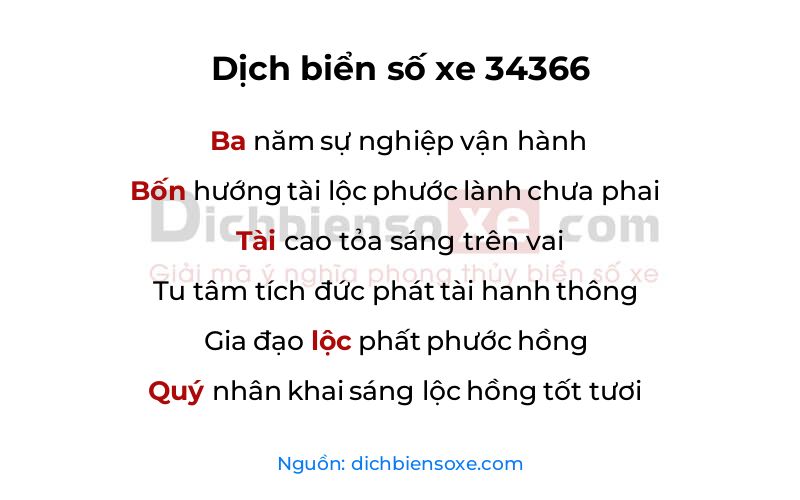 Dịch thơ biển số 34366