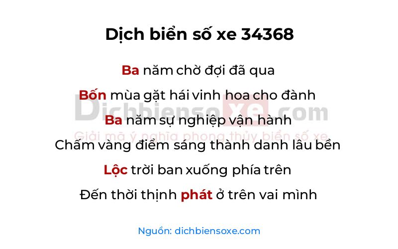 Dịch thơ biển số 34368