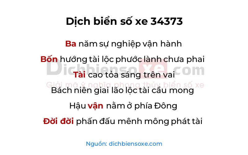 Dịch thơ biển số 34373