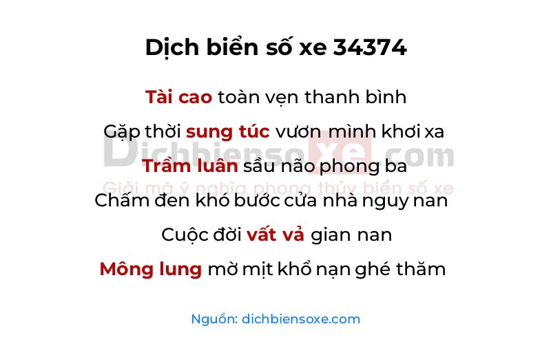 Dịch thơ biển số 34374