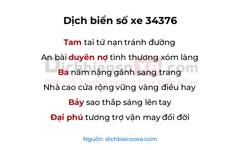 Dịch thơ biển số 34376