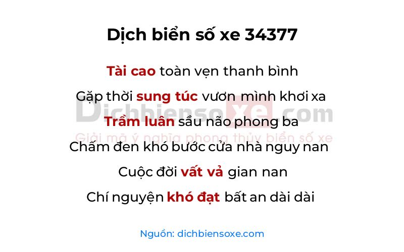 Dịch thơ biển số 34377