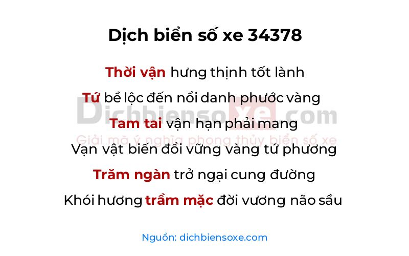 Dịch thơ biển số 34378