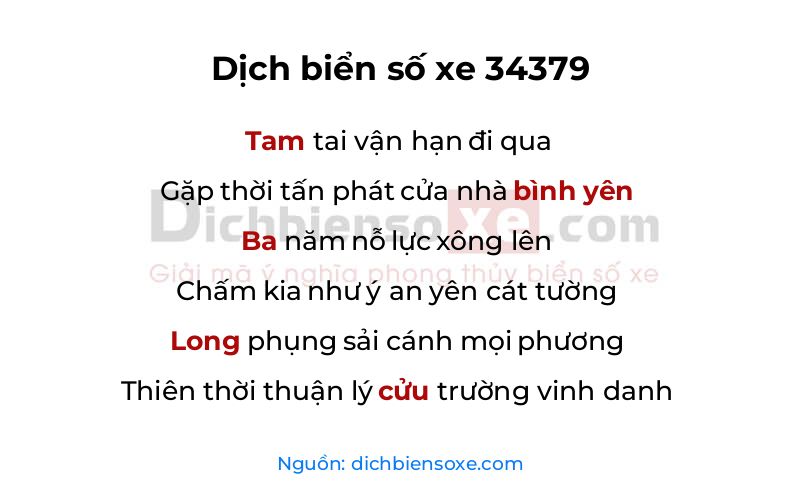 Dịch thơ biển số 34379