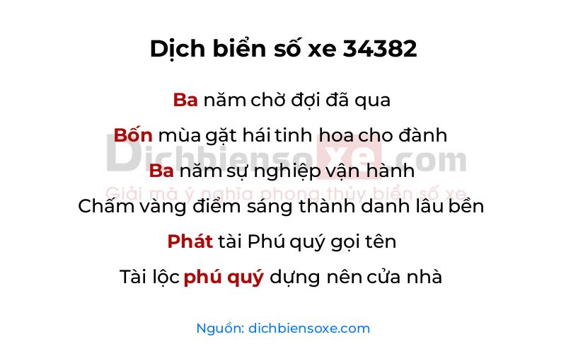 Dịch thơ biển số 34382