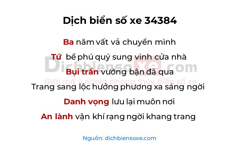 Dịch thơ biển số 34384