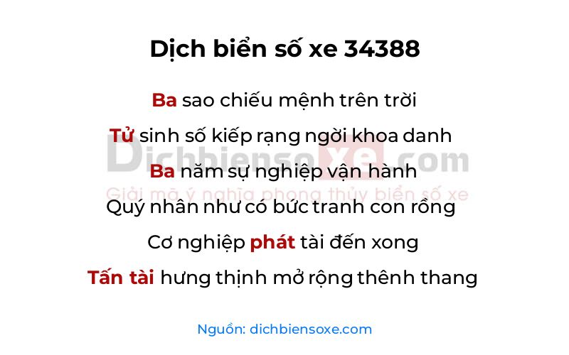 Dịch thơ biển số 34388