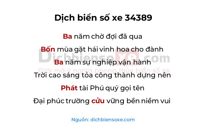 Dịch thơ biển số 34389