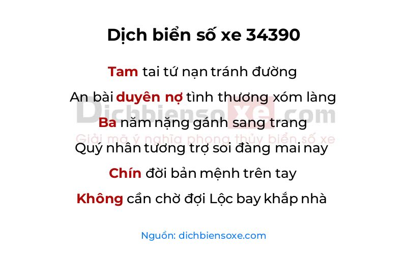 Dịch thơ biển số 34390